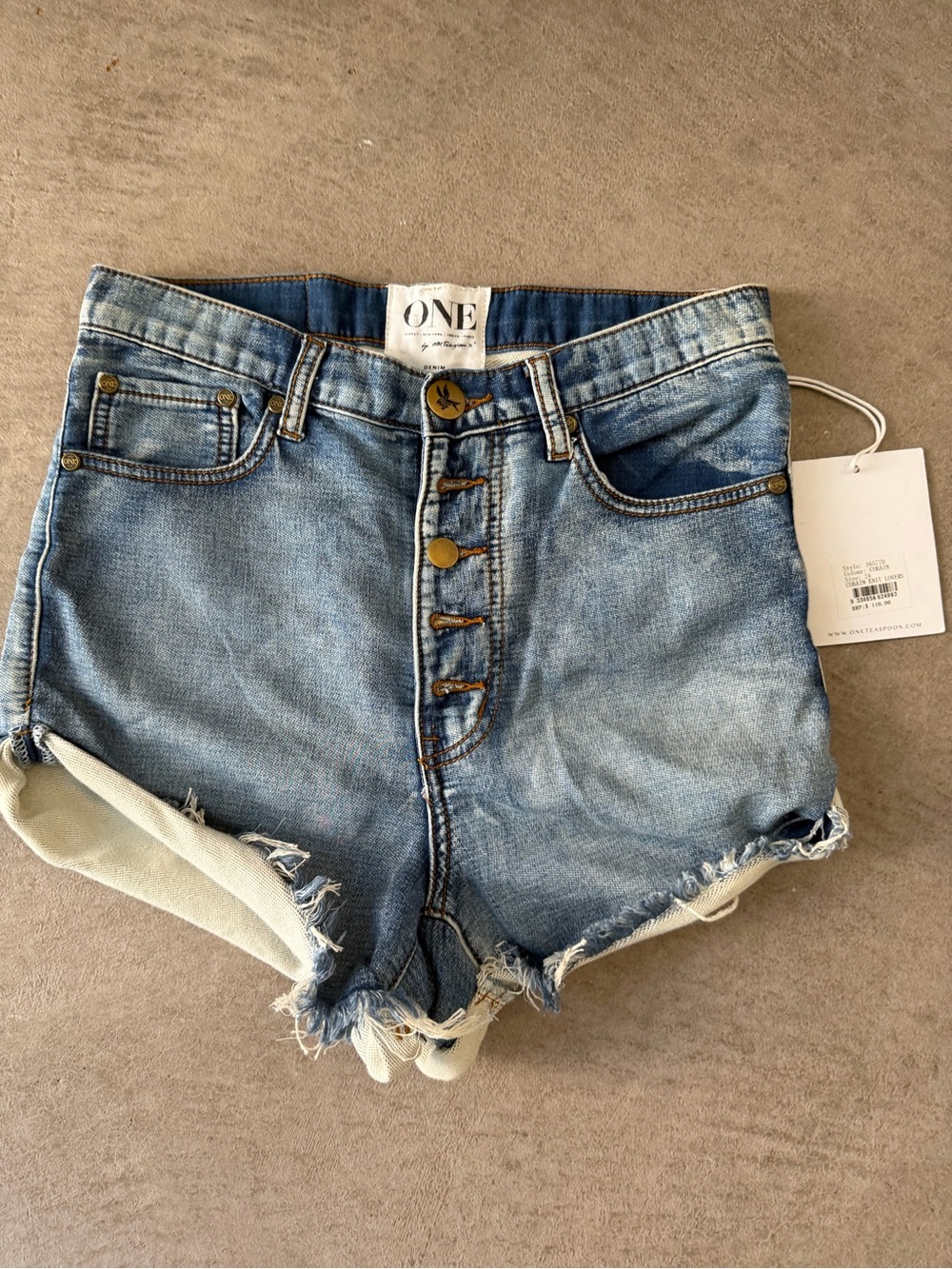 One Teaspoon Light Wash High-Rise Button-Fly Cutoff Shorts
